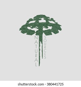 Green abstract tree as renewable natural sources, vector icon.