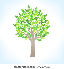 Green abstract tree. Vector illustration.