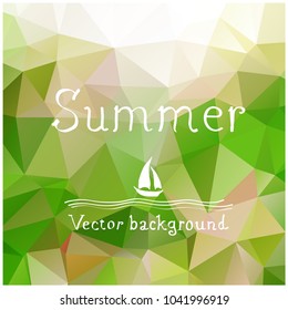Green abstract triangle background or advertising banner. Vector illustration, for your design