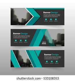 Green abstract triangle corporate business banner template, horizontal advertising business layout flat design set , clean abstract cover header website design