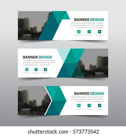 Green abstract triangle corporate business banner template, horizontal advertising business banner layout template flat design set , clean abstract cover header background for website design