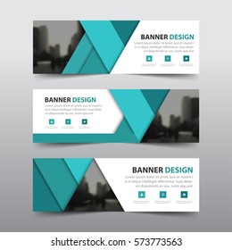 Green abstract triangle corporate business banner template, horizontal advertising business banner layout template flat design set , clean abstract cover header background for website design