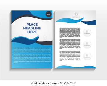 Green Abstract Triangle and Curve Theme with Image in Business Brochure Design Template Vector.  