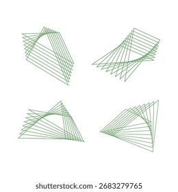 Green abstract triangle lines set isolated flat style design vector illustration on white background.
