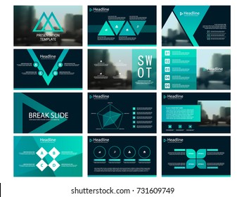 Green Abstract triangle presentation templates, Infographic elements template flat design set for annual report brochure flyer leaflet marketing advertising banner template