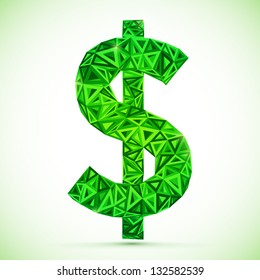 Green abstract triangles vector dollar symbol