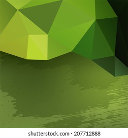 Green abstract vector background for business presentation, triangle geometris backdrop with grunge style