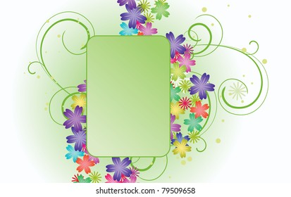 green abstract vector banner with flowers