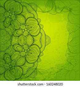 Green abstract vector card with round ornament