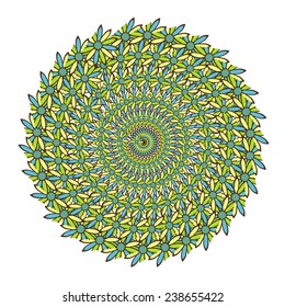 Green Abstract vector floral ornament