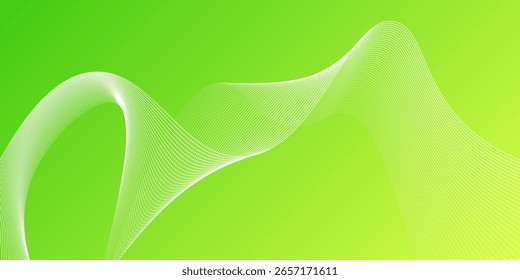 Green abstract vector minimal background. Dynamic wavy line. 
