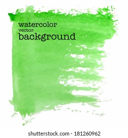 green abstract watercolor background on canvas or paper - vector illustration