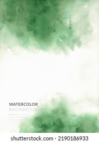 Green abstract watercolor background template with copy space for book covers or invitation cards 