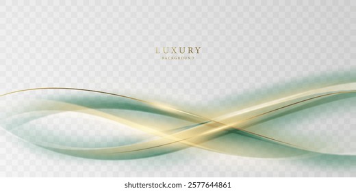 Green abstract wave background With luxury golden element vector illustration
