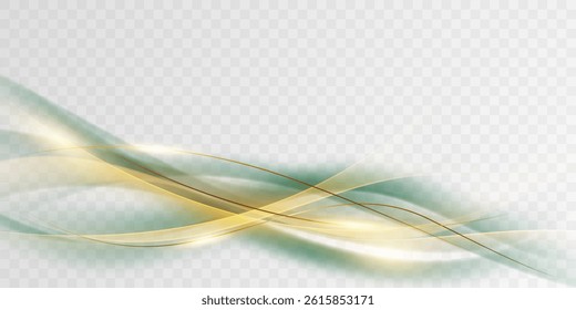 Green abstract wave background With luxury golden element vector illustration
