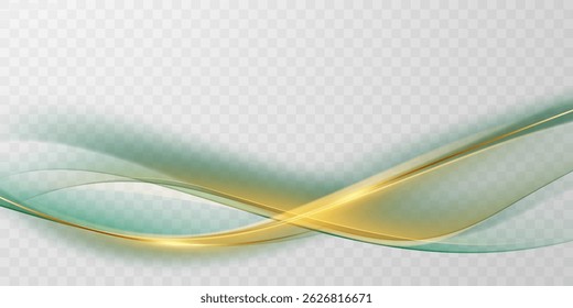 Fondo abstracto verde de la onda con la Ilustración vectorial dorada lujosa del elemento
