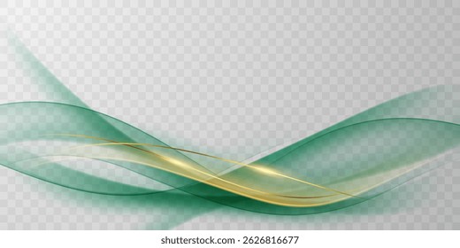 Fondo abstracto verde de la onda con la Ilustración vectorial dorada lujosa del elemento
