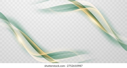 Green abstract wave background With luxury golden element vector illustration
