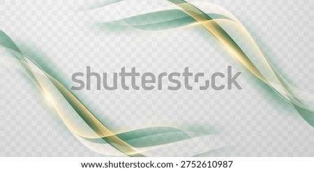 Green abstract wave background With luxury golden element vector illustration
