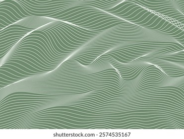 Green Abstract Wave Background, Modern Smooth Line Design, Elegant Gradient Curve Pattern