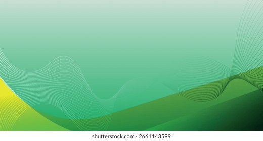 Fondo abstracto verde de la onda con el gradiente liso y los patrones curvos de la línea, ideales para los temas respetuosos del medio ambiente, las presentaciones del negocio, los visuales de la tecnología, los gráficos de la salud, y el diseño moderno limpio.