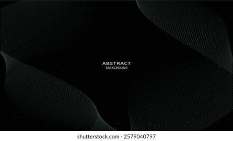 Green abstract wave background with touches of hundreds of small particles in it