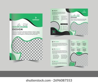 Plantilla de diseño de folleto de pliegue Corporativa de onda Abstractas verde