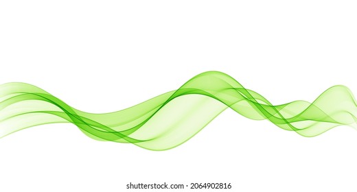 Green abstract wave flow, vector abstract design element.