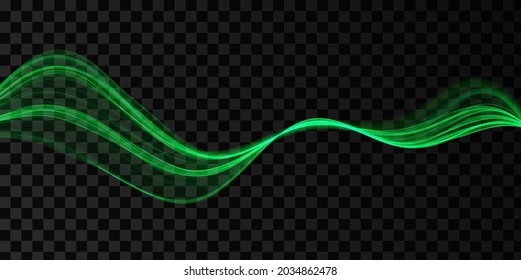 Green Abstract Wave. Magic Line Design. Flow Curve Motion Element. Neon Gradient Wavy Illiustration.