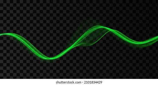 Green abstract wave. Magic line design. Flow curve motion element. Neon gradient wavy illiustration.