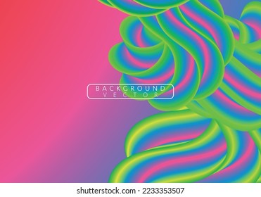 Green abstract wave. Magic line design. Flow curve motion element. Neon gradient wavy illiustration.