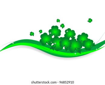 Green abstract wave with many green shamrocks