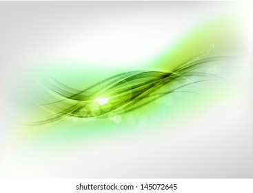 green abstract wave on the light background