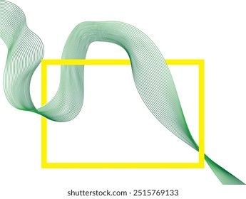 Green abstract wave with square frame 