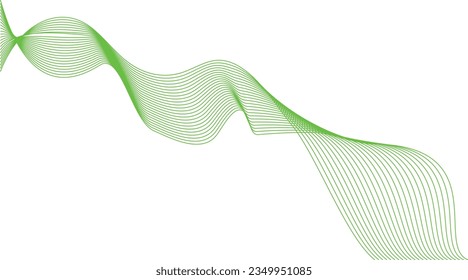 Green abstract waves background minimal line art pattern