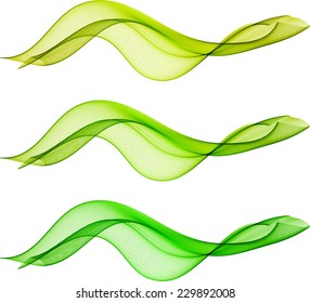 Green abstract waves isolated on white