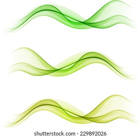 Green abstract waves isolated on white