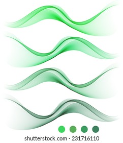 Green abstract waves isolated on white