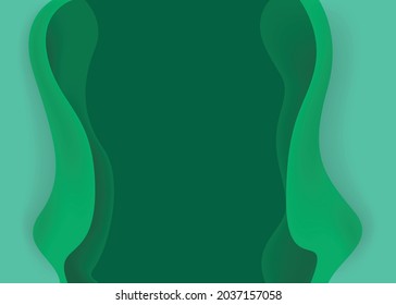 Green abstract waves paper cut background