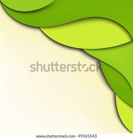 Green abstract wavy background with place for text