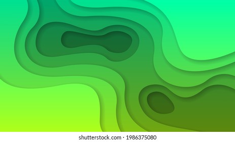 Green Resumen Wavy Paper Cut Background Vector Sombras 3D Objetos Suaves Diseño Moderno Para Presentaciones Empresariales Volantes Carteles E Invitaciones Entorno Y Ecología