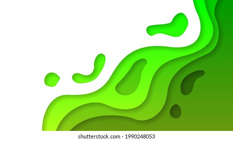 Green Resumen Wavy Paper Cut Background Vector Sombras 3D Objetos Suaves Diseño Moderno Para Presentaciones Empresariales Volantes Carteles E Invitaciones Entorno Y Ecología