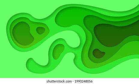 Green Abstract Wavy Paper Cut Background Vector Shadows 3D Smooth Objects Modern Design Layout For Business Presentations Flyers Posters And Invitations Environment And Ecology