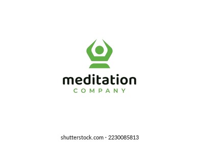 Green abstract yoga wellness meditation logo design