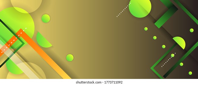Green abstraction geometric cubism dynamic background on green background. Vector paper illustration with dots lines and shadows