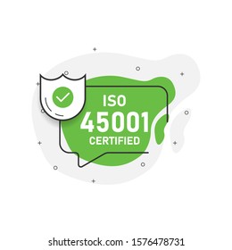 Green abstraction isolated sticker iso 45001 certified. Vector illustration.