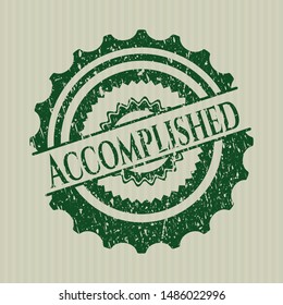 Green Accomplished distress grunge stamp