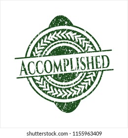 Green Accomplished distressed grunge style stamp