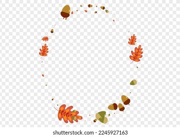 Green Acorn Background Transparent Vector. Oak Gradation Design. Golden Leaves. Vibrant Texture. Orange Foliage Wood.