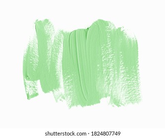 Green acrylic paint textured background vector. Organic creative banner. Brush stroke design.